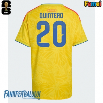 Columbia Juan Fernando Quintero #20 Echipament de Fotbal Replică Mondial 2026 Femei Acasa